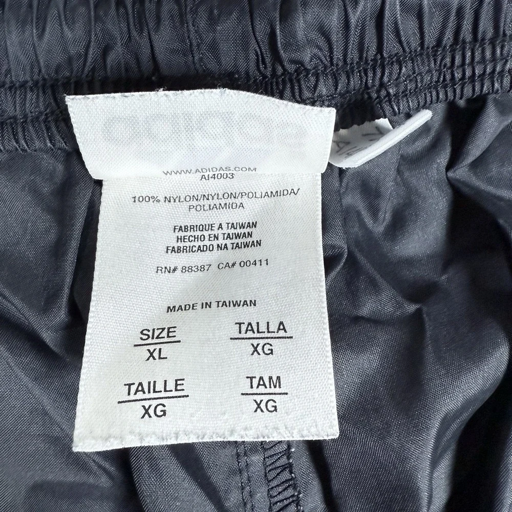 Vintage‎ Adidas Parachute Track Pants Men's  XL Black Ankle Zip Y2K 90s
